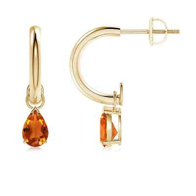 #ad Natural Citrine Pear Shaped Drop Earrings in 14K Gold Grade AAAA 6x4MM $440.10