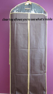 #ad 3pcs Garment Bags 58quot; for Dress Gown Long Coatw Transparent WindowBrownNEW $15.99