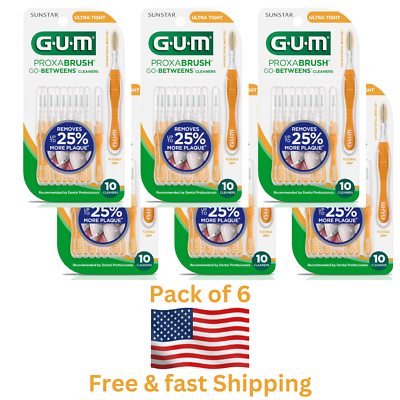 #ad Sunstar GUM Go betweens Proxabrush Ultra Tight Cleaners 10 ct 6 of Pack $26.99