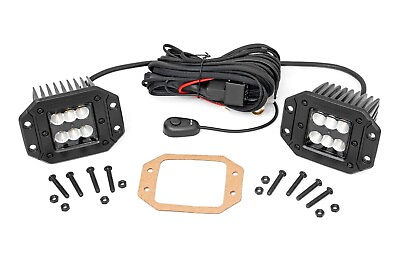#ad Rough Country 2quot;Square Flush Mount Cree LED Lights Pair Black Series Flood Beam $64.95