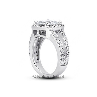 #ad 5.29ctw D VS1 Radiant Cut Natural Certified Diamonds White Gold Halo Accent Ring $31858.32