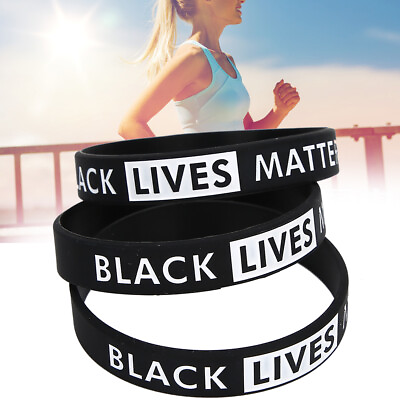 #ad 3pcs Black Matter Wristband Motivational Engraved Bracelet Inspirational HR6 $7.40
