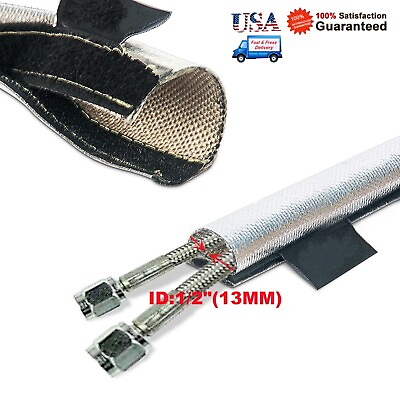 #ad 1 2quot;ID 10Ft Metallic Heat Shield Sleeve Insulated Wire Hose Cover Wrap Loom Tube $21.43
