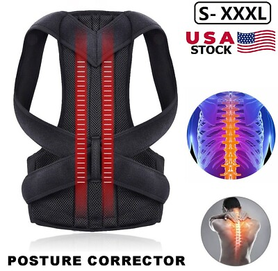 #ad Adjustable Posture Corrector Low Back Support Shoulder Brace Belt for Men Women $10.52