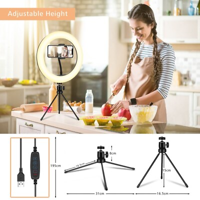 #ad 10 inch Ring Light Selfie Light Ring with Tripod Stand amp; Phone Holder Mom Gift $15.59