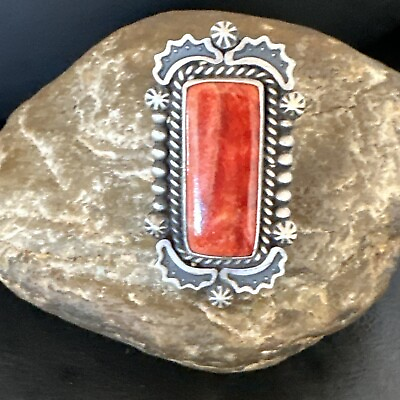 #ad Native American Mens Spiny Oyster Navajo Sterling Silver Ring Size 8.5 16888 $399.99