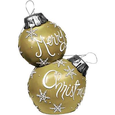 #ad Alpine 30 In. Gold Merry Christmas Stacked Ornaments With LED Lights ZTY138M $89.74