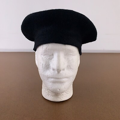 Adult One Size Black Wool Blend Beret New $15.87