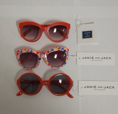 #ad Janie and Jack Girls Sunglasses 3 PC LOT Set 2T 4T YRS Pink Red NWT $45 RETAIL $14.99