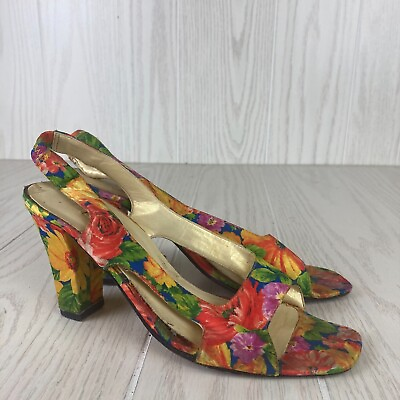 #ad Ann Marino Womens Heels Slip on Multicolor Floral Size 7 M $31.45