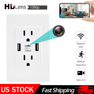 #ad 4K HD Wifi IP Security Camera in AC Wall GFCI Socket，Outlet Are Fully Functional $62.69
