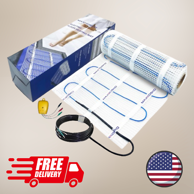 #ad Electric Floor Heat Mat Kit 120V Underfloor Radiant Heating System Alarm 50sq.ft $132.25