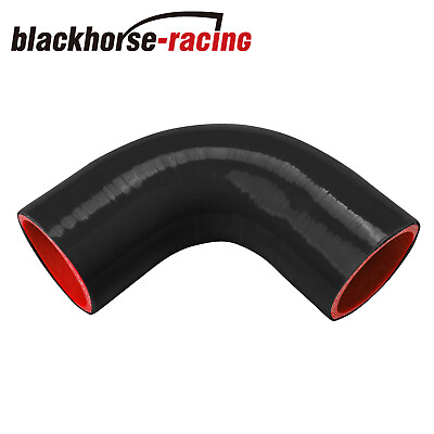 #ad 3quot; 76mm 90 degree Turbo Intake Intercooler 3 PLY Silicone Coupler Hose BLACK RED $10.99