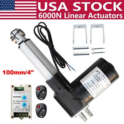 #ad Heavy Duty 4quot; Linear Actuator 6000N 1320lbs Lift 12V Motor amp;Controller amp;Brackets $49.99