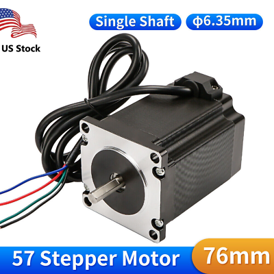 #ad Nema 23 Stepper Motor 76mm Φ6.35mm Single Shaft For 3D Printer CNC Router Mill $21.64