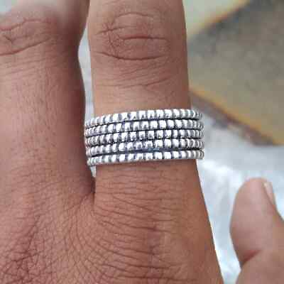 #ad Solid 925 Sterling Silver Bandamp; Meditation Statement Ring Handmade Ring All Size $12.34