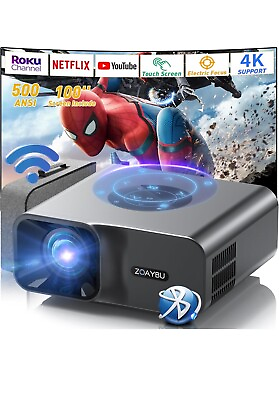 #ad NEW Electric Focus Projector WiFi 6 Bluetooth 5.2 500 ANSI 4K Projector $50.00