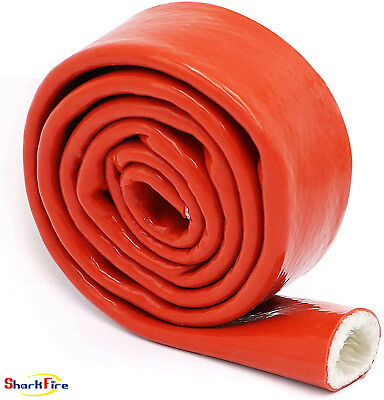#ad 3 4quot; Red Heat Shielded Fire Sleeve Wire Hose Fiberglass Silicone 3.3Feet $24.00