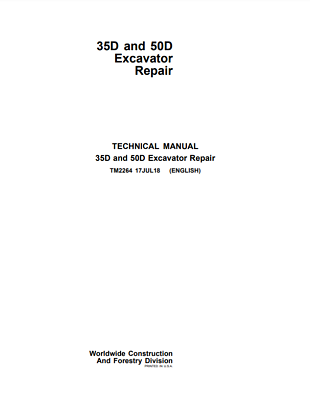 #ad John Deere 35D 50D Excavator Repair Technical Manual PDF USB TM2264 $70.00