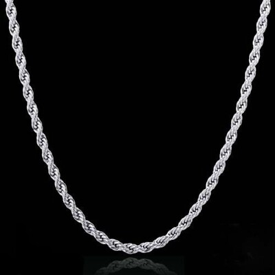 #ad #ad REAL Classic 925 Sterling Silver Rope Chain Necklace SOLID SILVER Jewelry Italy $8.99