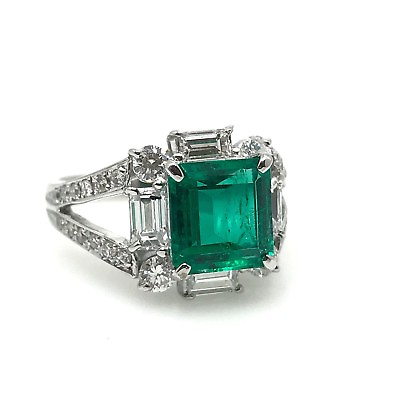 #ad GIA Certified Colombian Emerald and Diamond Ring in Platinum HM1958RR $12800.00