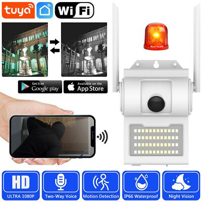 #ad 1080P WIFI Security Camera Outdoor Night Vision Cam w LED Floodlight COB Light $27.99