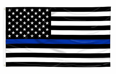 #ad 3#x27;x5#x27; Thin Blue Line Police Lives Matter Law Enforcement American USA US Flag $3.75