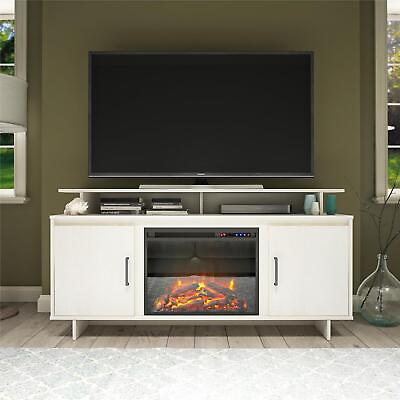 #ad Electric Fireplace TV Console With Storage Cabinets For TVs Up To 74quot; White NEW $219.92