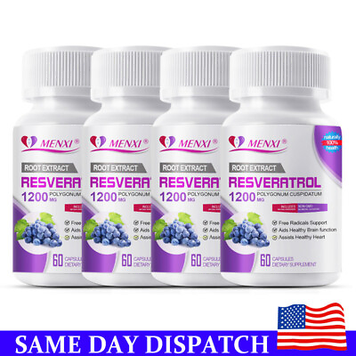 #ad Resveratrol Capsules Anti Aging Antioxidants Brain Support Radiant Skin 60Pcs $19.99