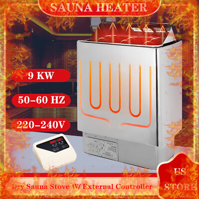 #ad 9KW 240V Residential Stainless Steel Dry Sauna Heater Stove External Controller $398.70