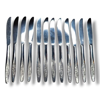 #ad 12 Knives Radiant Rose Textured Superior Stainless Steel USA Flatware $13.29