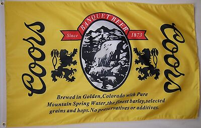 #ad Coors The Banquet Beer Flag 3#x27; X 5#x27; Deluxe Indoor Outdoor Banner $12.78