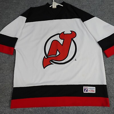 #ad New Jersey Devils Jersey XL White USA Logo 7 Made Vintage Hockey NHL $39.90