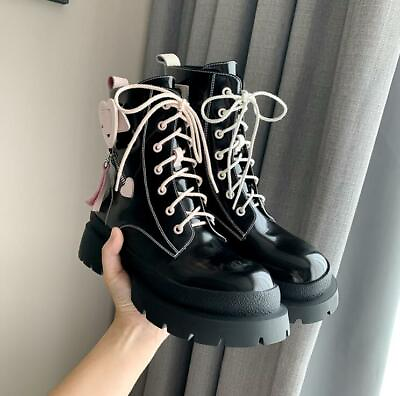 Women#x27;s College Style Sweet Pink Girl Japanese Lace Up Platform High Top Boots $114.29