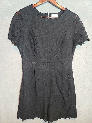 #ad Womens Beige By ECI Black Floral Dress Lace Romper Size 10 $25.35
