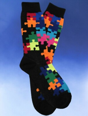 #ad Mens Puzzle Socks Men#x27;s NWT Novelty Socks $4.99