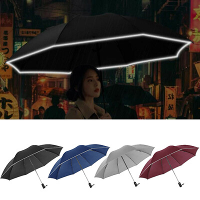 #ad Business Automatic Umbrella Reverse Folding Umbrella With Reflective Strips $53.10