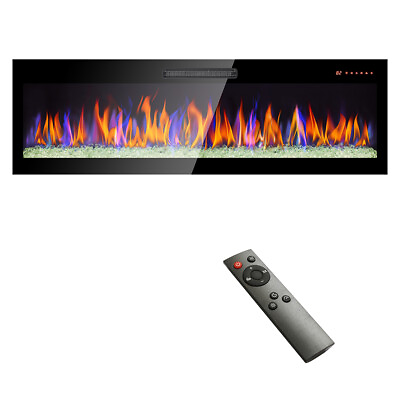 #ad 60quot; 1400W Heat Wall Mount Electric Fireplace Heater w Remote Control LED Flame $279.36