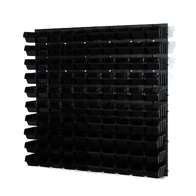 #ad Black Garage Storage 100 Black 1 Size Bins and Wall Mounted Louvre Style GBP 44.80