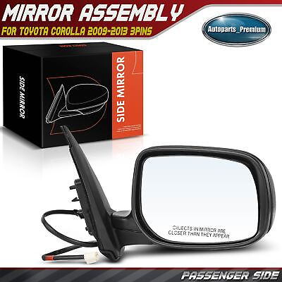 #ad New Passenger Black Power Non Heated Mirror for Toyota Corolla 2009 2013 3pins $30.99
