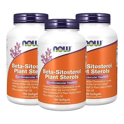 #ad 3 x NOW Beta Sitosterol Plant Sterols 180 Softgels FRESH MADE IN USA $90.48