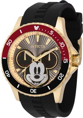 #ad Invicta Disney Mickey Gold 42266 Quartz 40Mm Black Silicone Unisex Watch $79.45