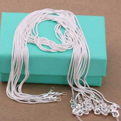#ad 5 10PCS wholesale 925Sterling Solid Silver 2MM 16 24 Inches Snake Chain Necklace $5.98