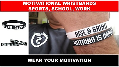 #ad MOTIVATIONAL SILICONE WRISTBANDS SPORTS SCHOOL WORK $5.99