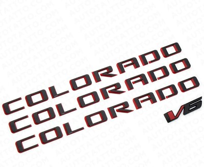 #ad 4x 2015 2022 Colorado V6 Body Fender Tailgate Side Emblem 85594766 Red Black $49.99