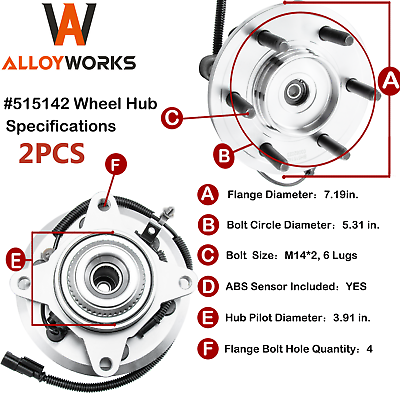 #ad Pair 2 Front Wheel Hub Bearing for Ford F 150 Expedition Lincoln Navigator 5.0L $142.99