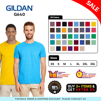 #ad #ad Gildan G640 Mens Short Sleeve Plain Softstyle Ringspun Cotton Jersey T Shirt $16.00