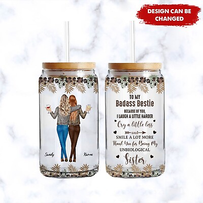 #ad Custom Glass Tumbler Sister Mug Gift For Daughter Sister Mom Friend Bestie $26.95