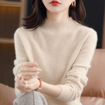 #ad Fashion Womens 100% Wool Pullover Turtleneck Sweater Tops High Quality Warm Sz $112.67