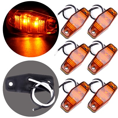 #ad 6 LED Light Side Marker Trailer Lamp 2Diode Amber Universal Mount Clearance $11.19